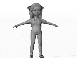 Cartoon girl brunette 3D Model