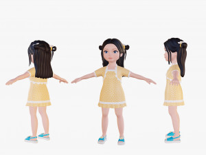 Cartoon girl brunette 3D Модель