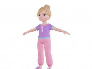 Cartoon girl blonde 3D 모델