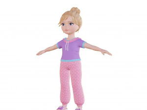 Cartoon girl blonde 3D Model