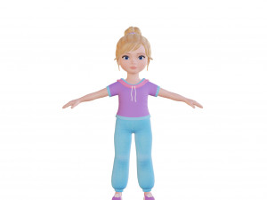 Cartoon girl blonde 3D 모델