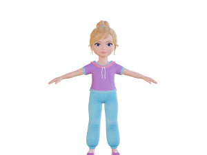 Cartoon girl blonde 3D Model