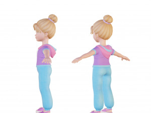 Cartoon girl blonde 3D 모델