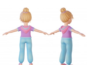 Cartoon girl blonde 3D 모델