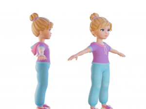 Cartoon girl blonde 3D 모델
