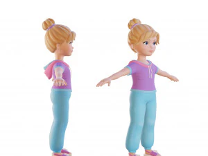 Cartoon girl blonde 3D Model