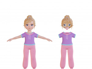 Cartoon girl blonde 3D 모델