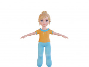 Cartoon small girl blonde 3D Model
