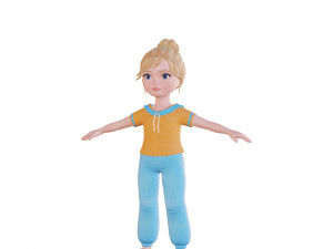Cartoon small girl blonde 3D Model