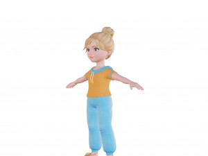 Cartoon small girl blonde 3D Model