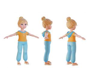Cartoon small girl blonde 3D Model