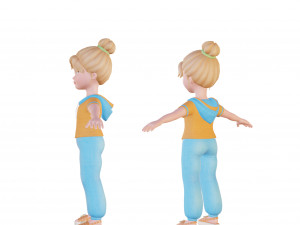 Cartoon small girl blonde 3D Model