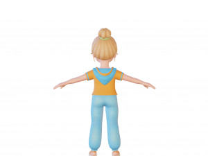 Cartoon small girl blonde 3D Model