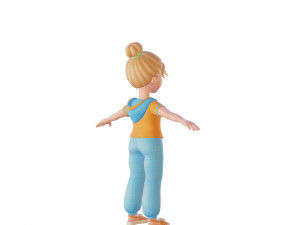 Cartoon small girl blonde 3D Model