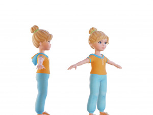 Cartoon small girl blonde 3D Model
