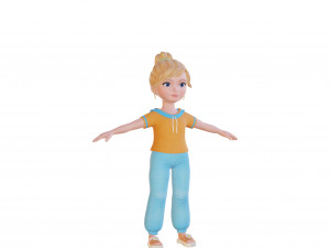 Cartoon small girl blonde 3D Model
