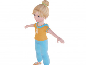 Cartoon small girl blonde 3D Model