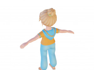 Cartoon small girl blonde 3D Model