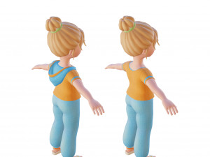 Cartoon small girl blonde 3D Model