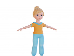 Cartoon small girl blonde 3D Model