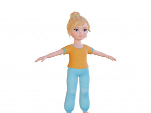 Cartoon small girl blonde 3D Model