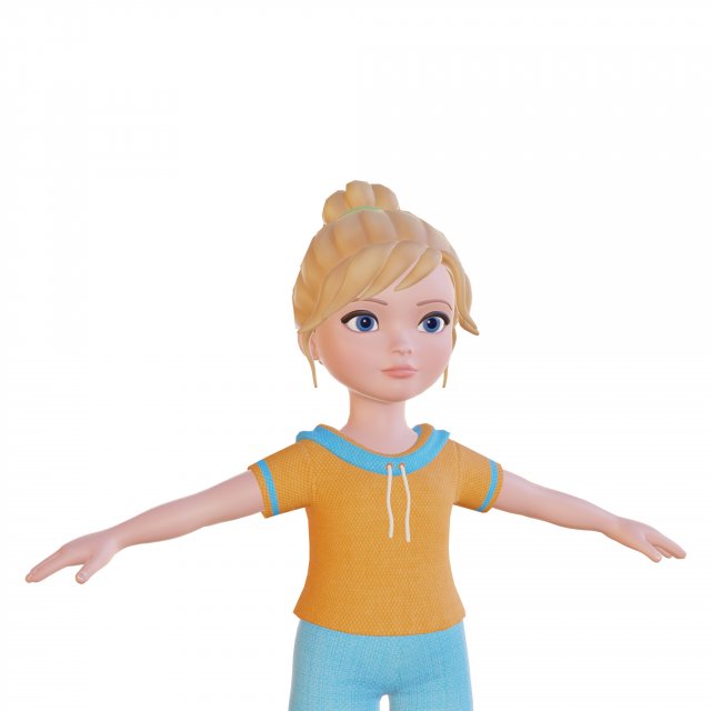 Cartoon Small Girl Blonde 3D Модель In Ребёнок 3DExport
