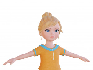 Cartoon small girl blonde 3D Model