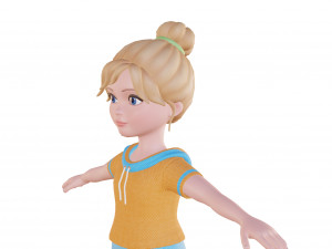 Cartoon small girl blonde 3D Model