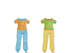 Cartoon small girl blonde 3D Model