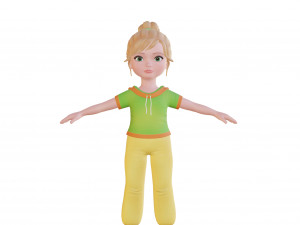 Cartoon small girl blonde 3D Model
