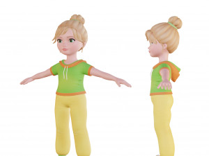 Cartoon small girl blonde 3D Model