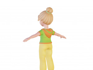 Cartoon small girl blonde 3D Model