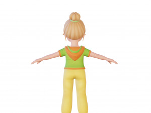 Cartoon small girl blonde 3D Model