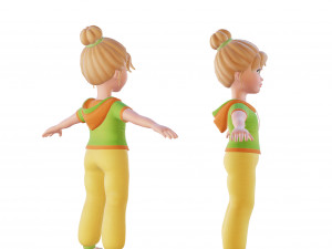 Cartoon small girl blonde 3D Model
