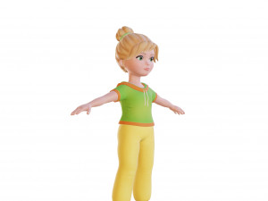 Cartoon small girl blonde 3D Model