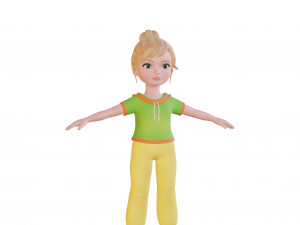 Cartoon small girl blonde 3D Model