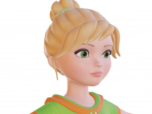 Cartoon small girl blonde 3D Model