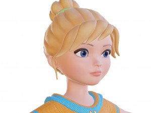 Cartoon small girl blonde 3D Model