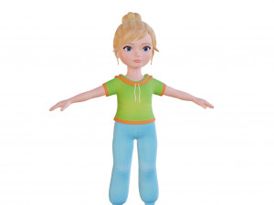 Cartoon small girl blonde 3D Model