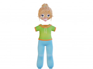 Cartoon small girl blonde 3D Model