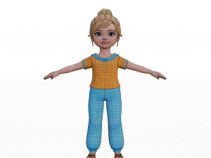 Cartoon small girl blonde 3D Model