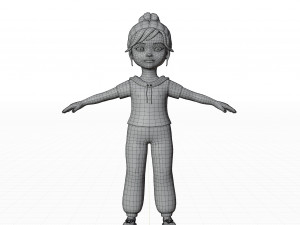 Cartoon small girl blonde 3D Model