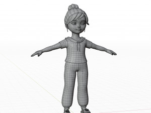 Cartoon small girl blonde 3D Model