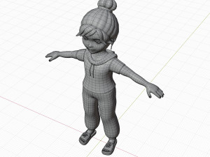 Cartoon small girl blonde 3D Model