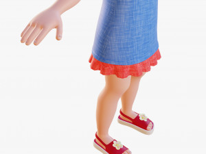Cartoon girl brunette in sundress Modèle 3D
