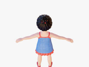Cartoon girl brunette in sundress Modèle 3D