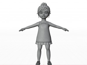 Cartoon girl brunette in sundress Modèle 3D