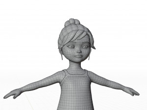 Cartoon girl brunette in sundress Modèle 3D