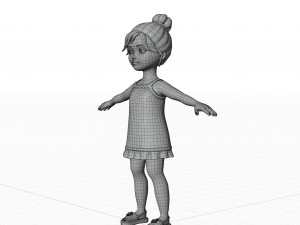 Cartoon girl brunette in sundress Modèle 3D