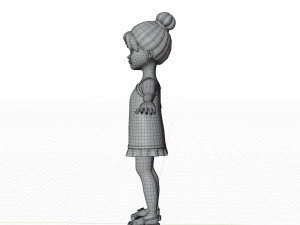 Cartoon girl brunette in sundress Modèle 3D